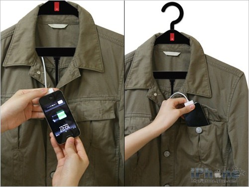 闲的蛋疼的iPhone衣架充电器